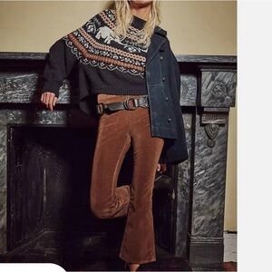 SALE! In My Feelings Velvet Crop Slim Flare Pants In Chocolate